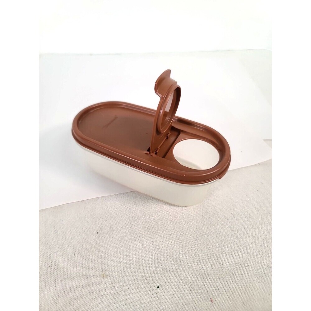 Vintage Tupperware Storage Container 1611-23 W/ Brown Lid Pop Up Lid 1618-24